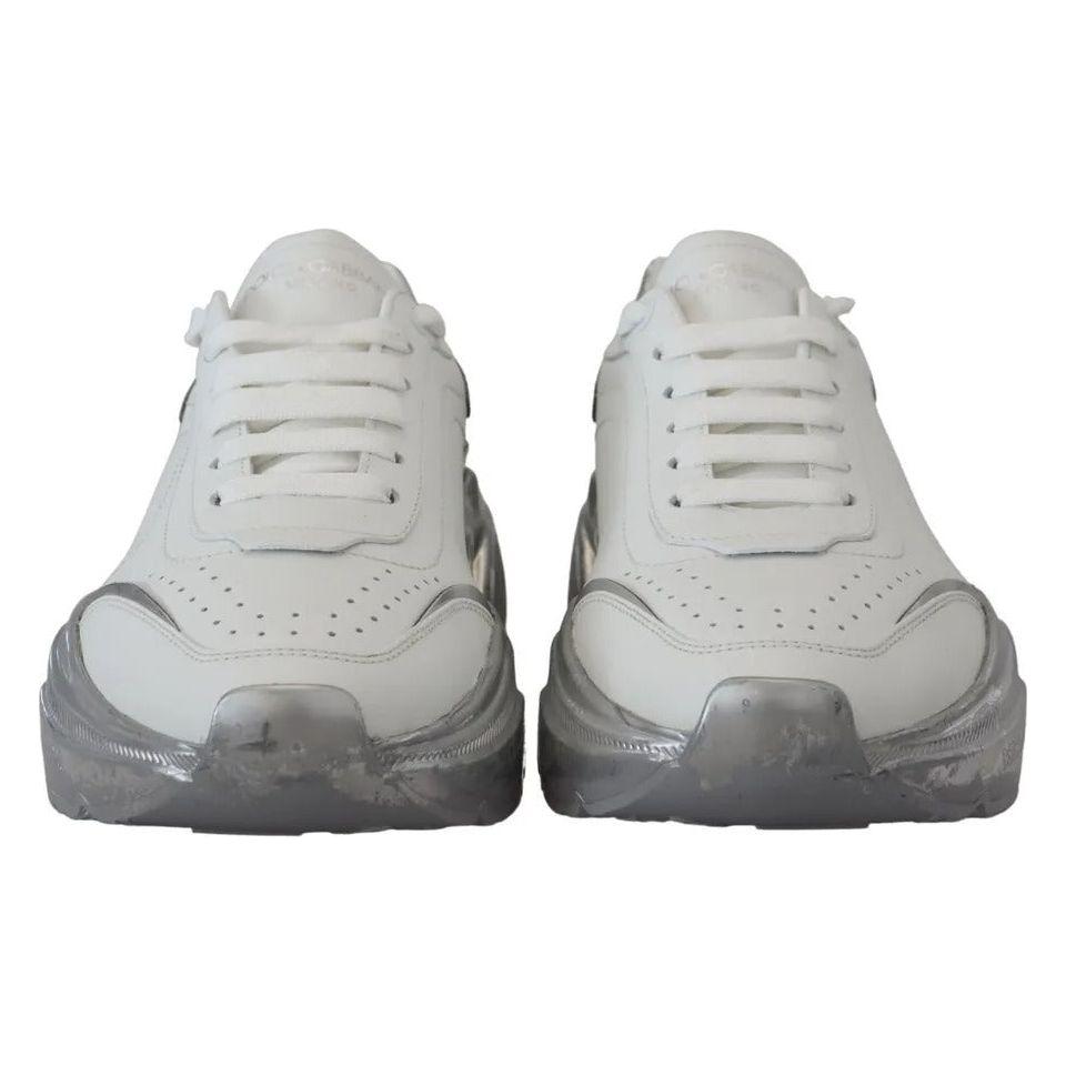 Dolce & Gabbana White Silver Leather Daymaster Sneakers Shoes Dolce & Gabbana