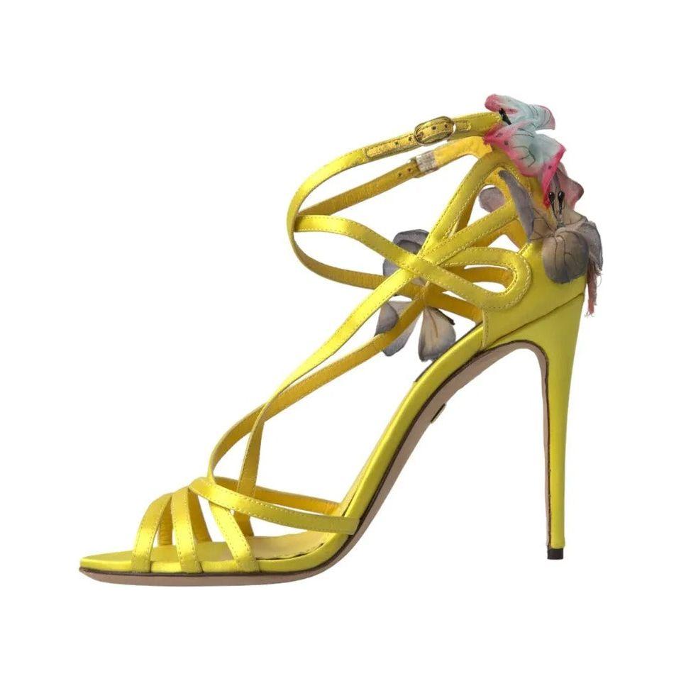 Dolce & Gabbana Yellow Butterfly Applique Sandals Shoes Dolce & Gabbana