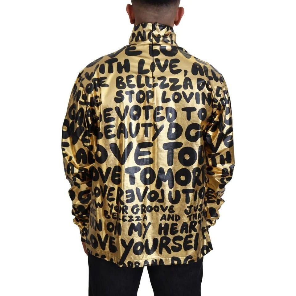 Dolce & Gabbana Gold Logo Print Turtleneck Pullover Sweater Dolce & Gabbana