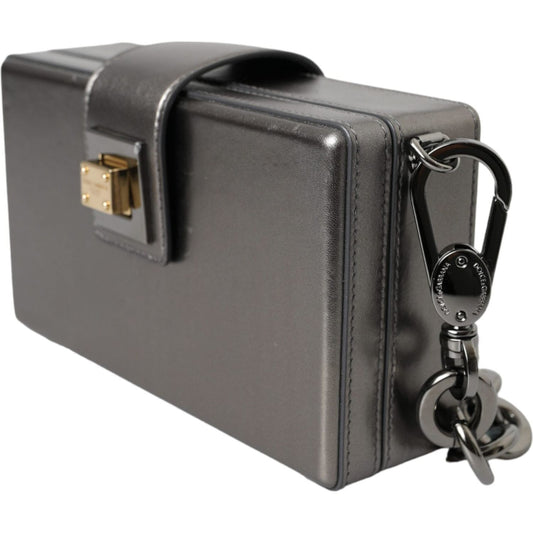 Dolce & Gabbana Metallic Gray Calfskin Leather DG BOX Shoulder Bag Dolce & Gabbana