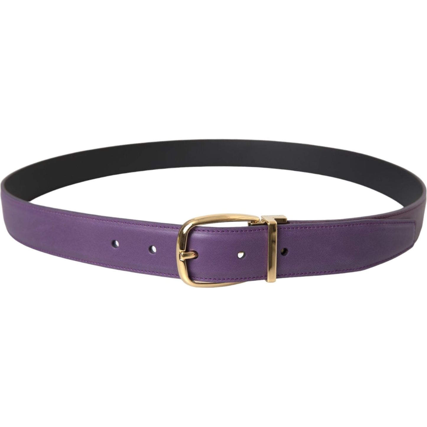 Dolce & Gabbana Purple Leather Gold Metal Buckle Belt Men Dolce & Gabbana