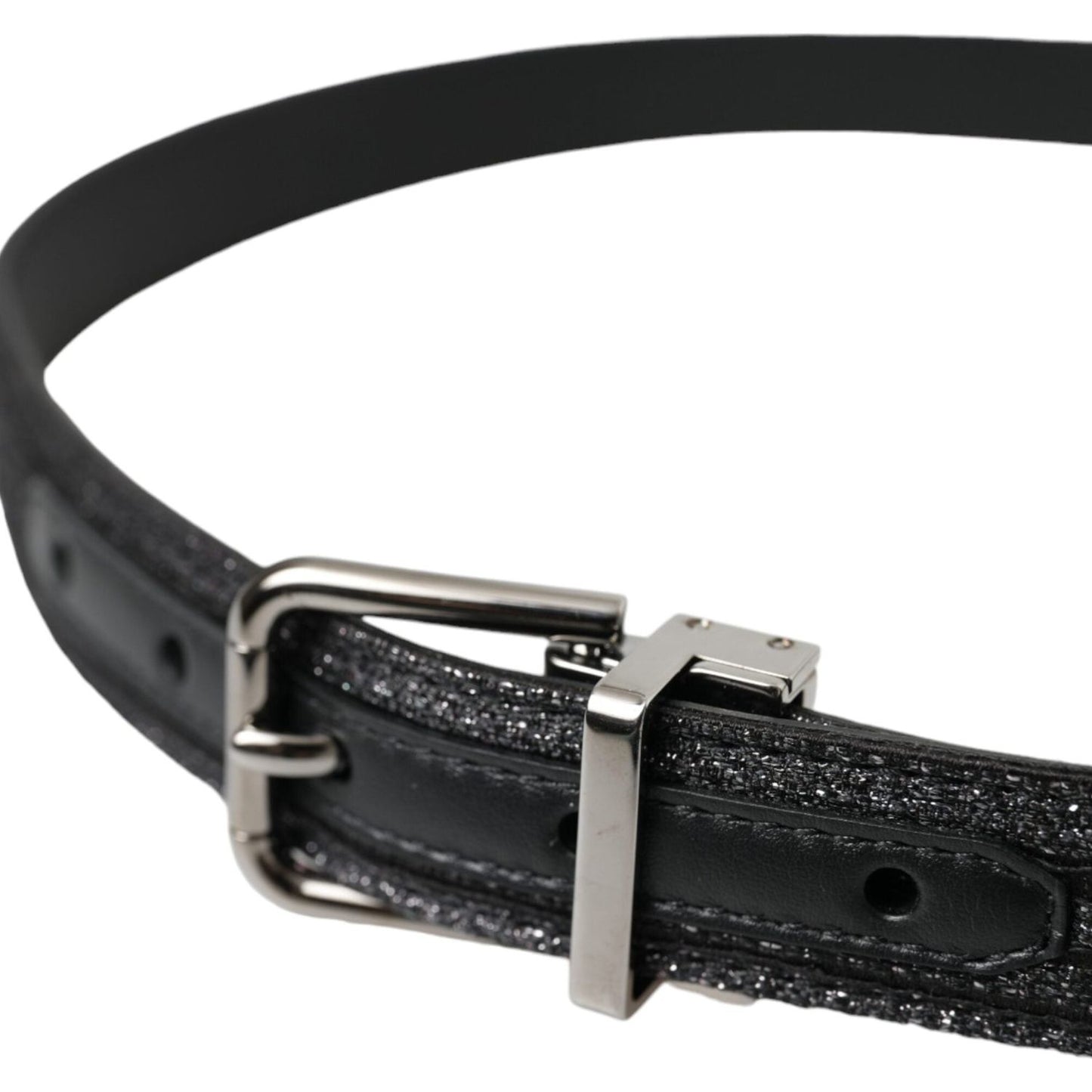 Dolce & Gabbana Black Jacquard Stripes Silver Metal Buckle Belt Dolce & Gabbana