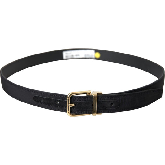 Dolce & Gabbana Black Gros Grain Gold Metal Buckle Belt Men Dolce & Gabbana