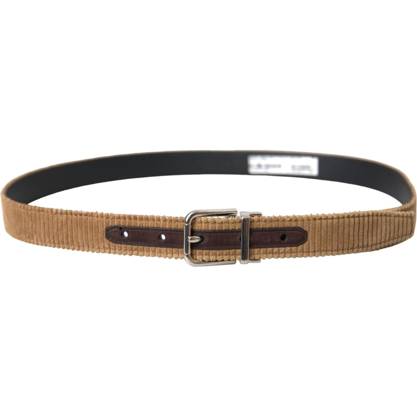 Dolce & Gabbana Brown Velvet Silver Metal Buckle Belt Men Dolce & Gabbana