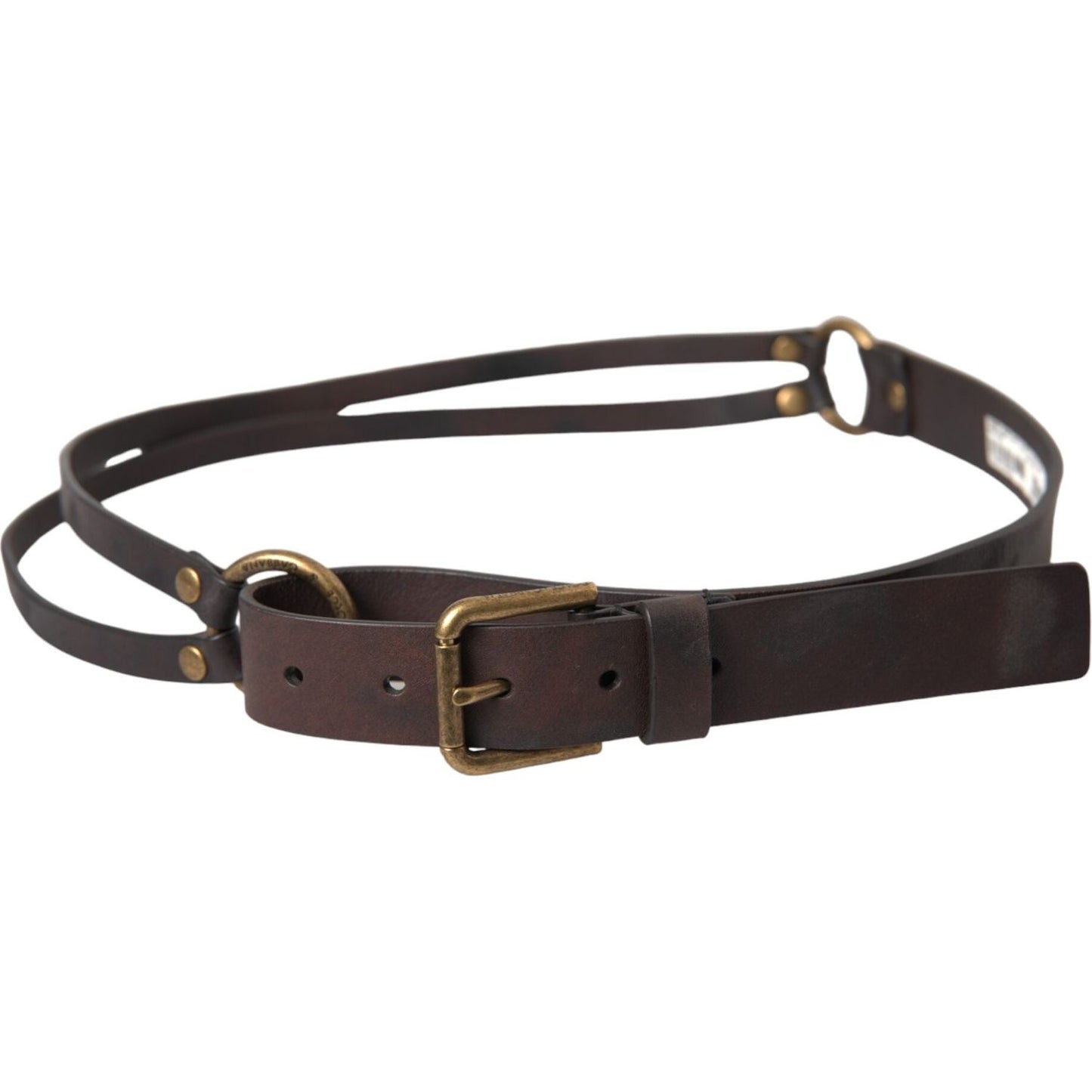 Dolce & Gabbana Dark Brown Leather Gold Metal Buckle Women Belt Dolce & Gabbana