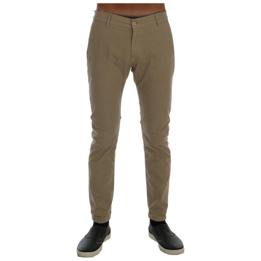 Daniele Alessandrini Beige Slim Fit Chinos for Sophisticated Style Jeans & Pants Daniele Alessandrini