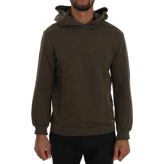 Daniele Alessandrini Green Pullover Hodded Cotton Sweater Daniele Alessandrini