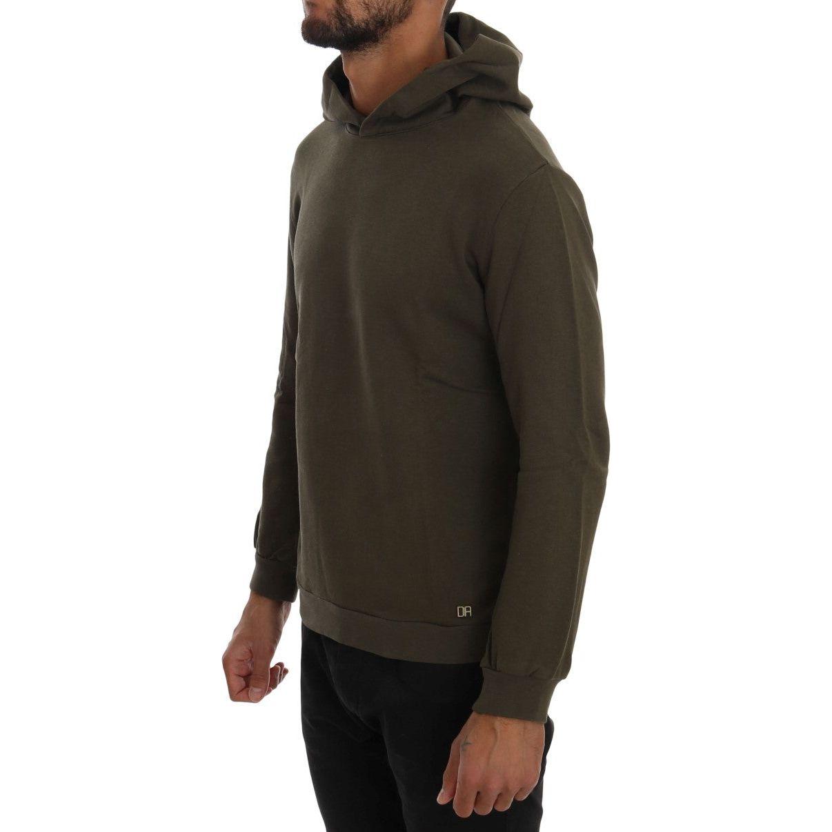 Daniele Alessandrini Elegant Green Cotton Hooded Sweater Daniele Alessandrini