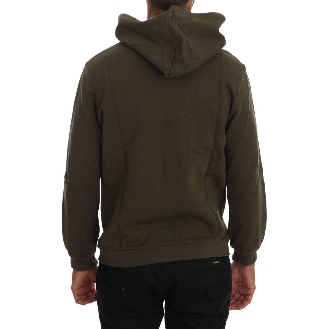 Daniele Alessandrini Elegant Green Cotton Hooded Sweater Daniele Alessandrini