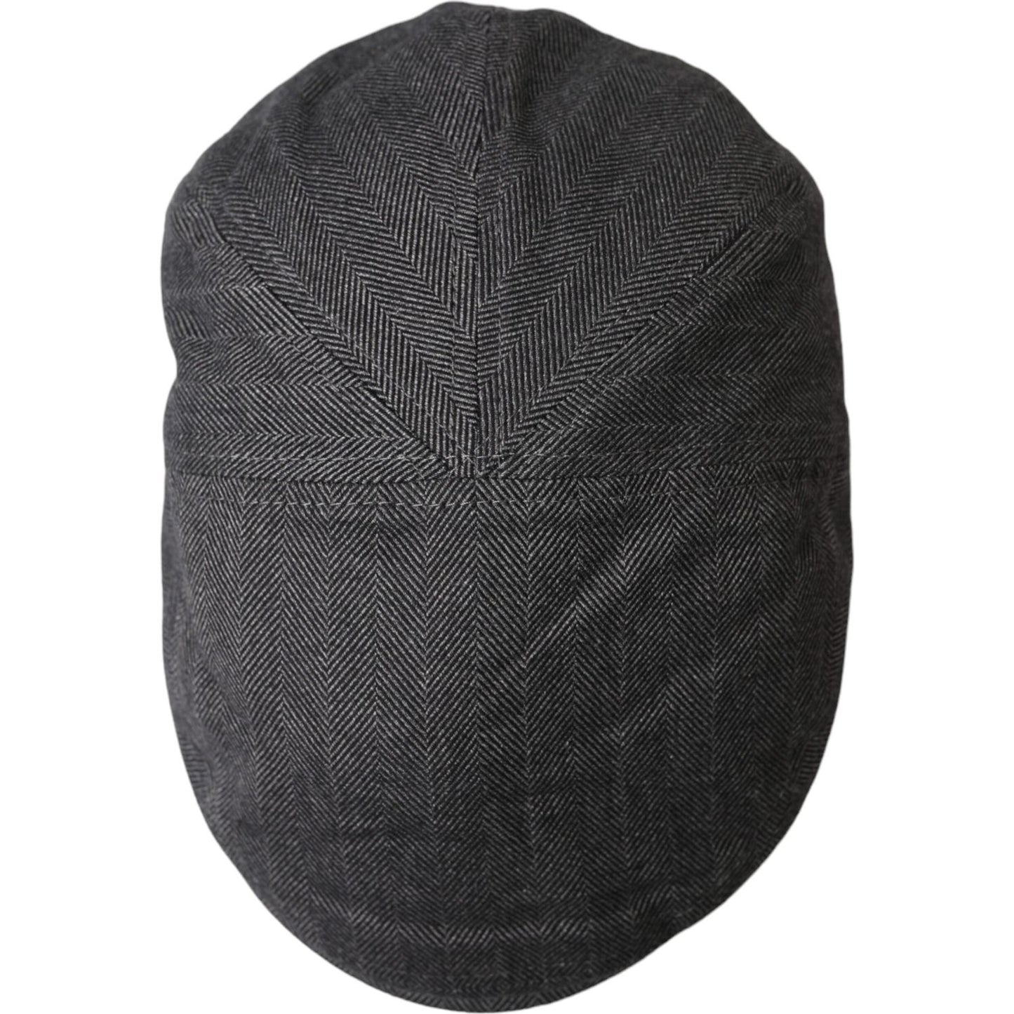 Dolce & Gabbana Gray Herringbone Crown Newsboy Hat Men Dolce & Gabbana