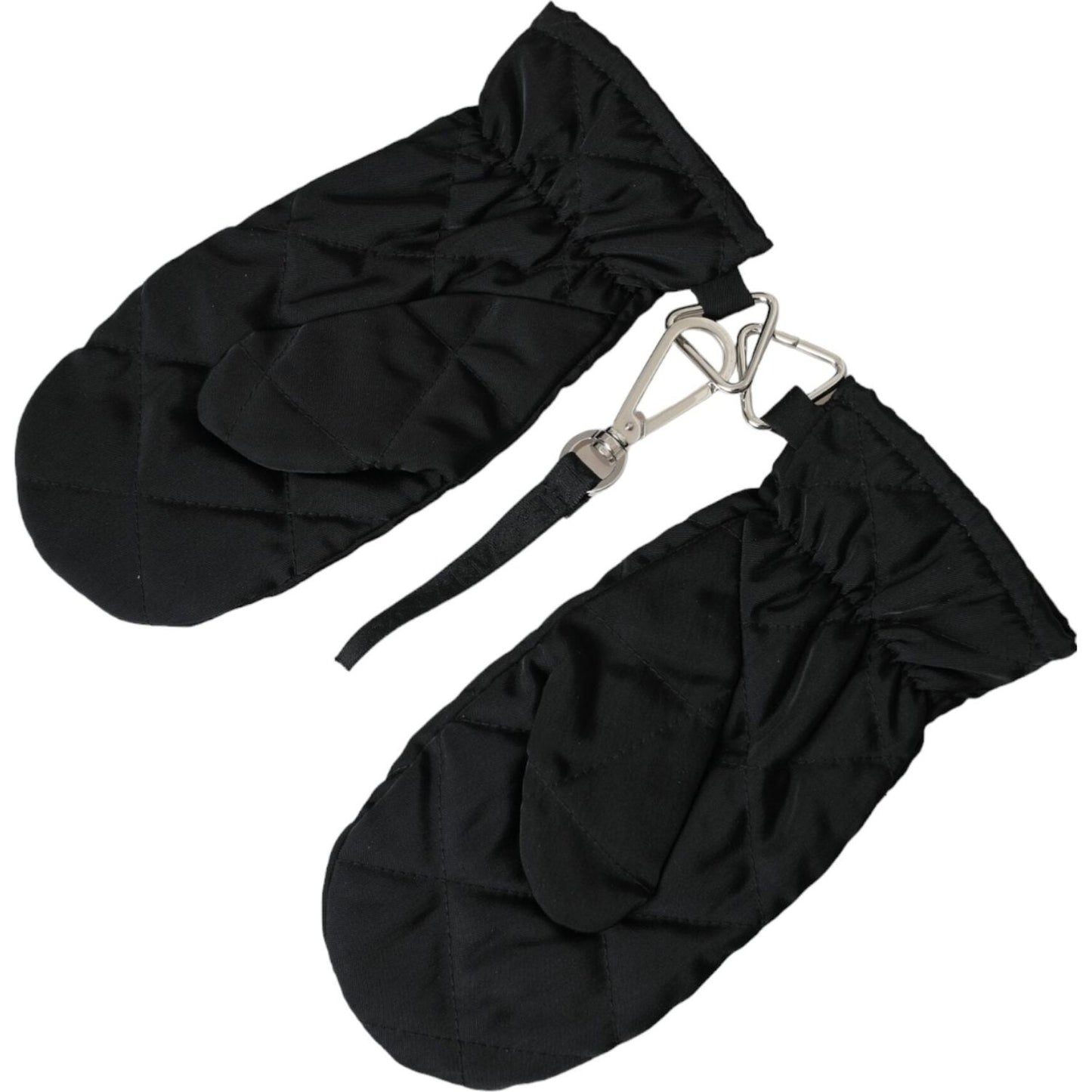 Dolce & Gabbana Black Quilted Nylon Wrist Length Mitten Gloves Dolce & Gabbana