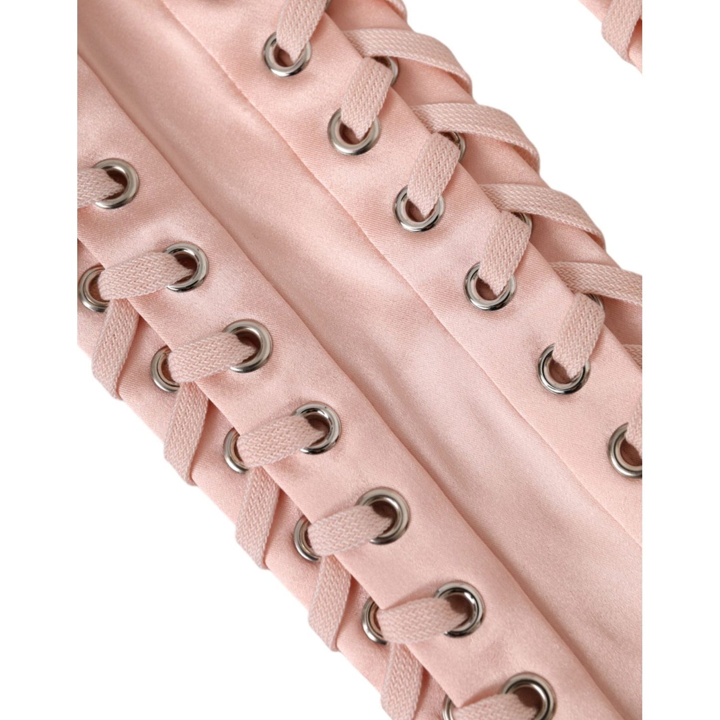 Dolce & Gabbana Pink Acetate Lace Up Fingerless Gloves Dolce & Gabbana