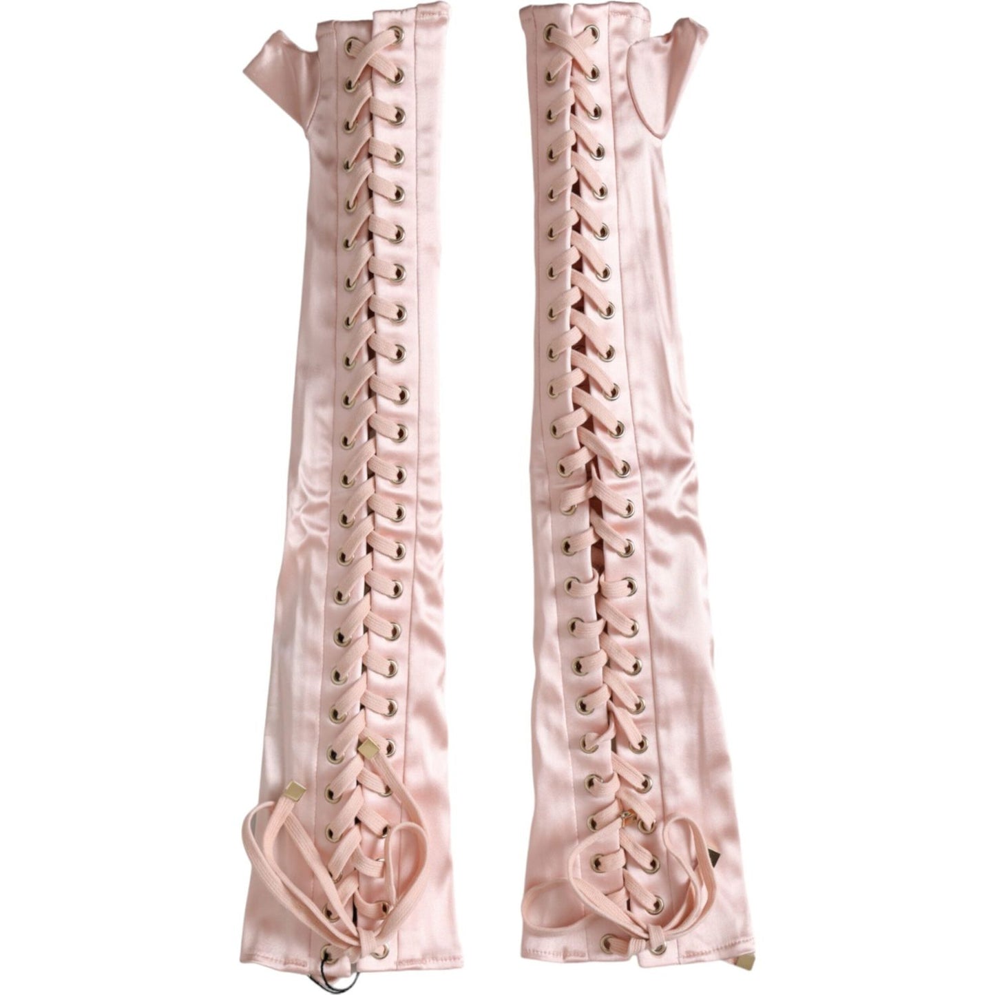 Dolce & Gabbana Pink Acetate Lace Up Fingerless Gloves Dolce & Gabbana