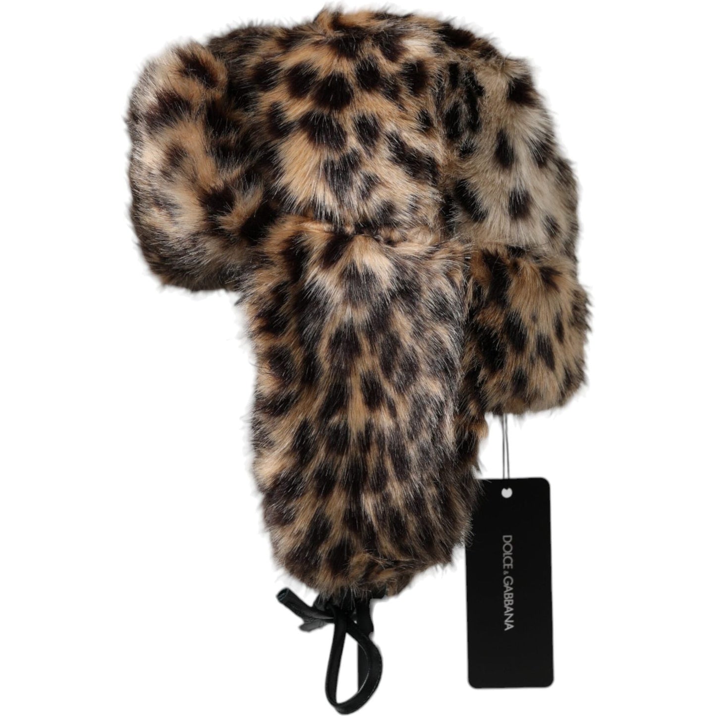 Dolce & Gabbana Multicolor Leopard Fur Trapper Women Hat Dolce & Gabbana