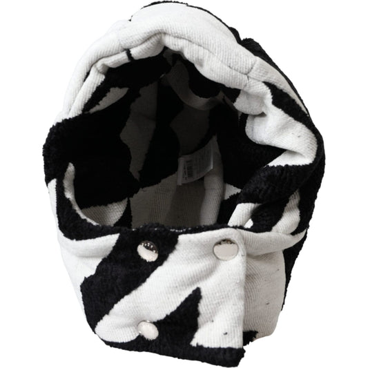 Dolce & Gabbana Black White Wool Whole Head Wrap Hat Dolce & Gabbana