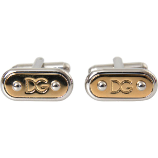 Dolce & Gabbana Silver Gold Plated Metal Brass Pin Cufflinks Cufflinks Dolce & Gabbana