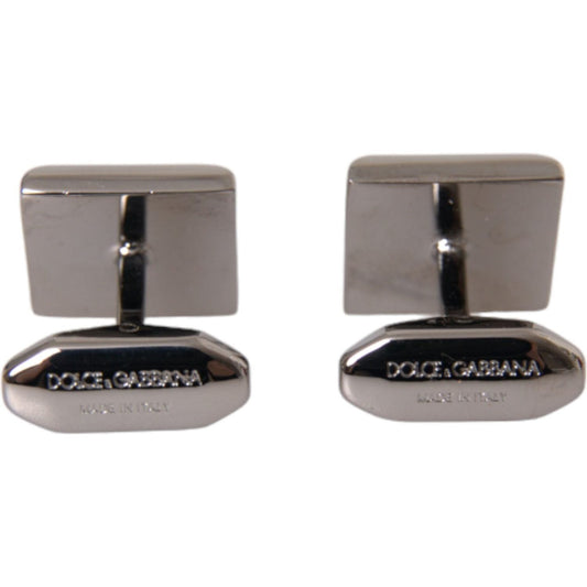 Dolce & Gabbana Silver Plated Brass Pin Crystal Cufflinks Cufflinks Dolce & Gabbana