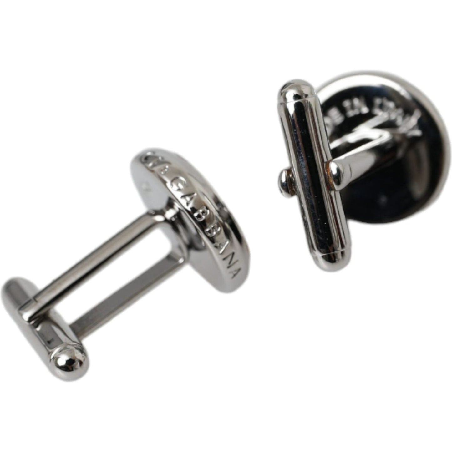 Dolce & Gabbana Silver Plated Brass Round Pin Men Cufflinks Cufflinks Dolce & Gabbana