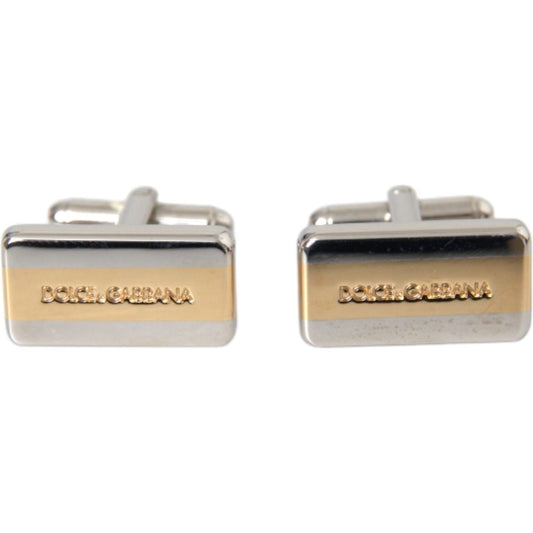 Dolce & Gabbana Silver Gold Plated Brass DG Logo Pin Cufflinks Cufflinks Dolce & Gabbana