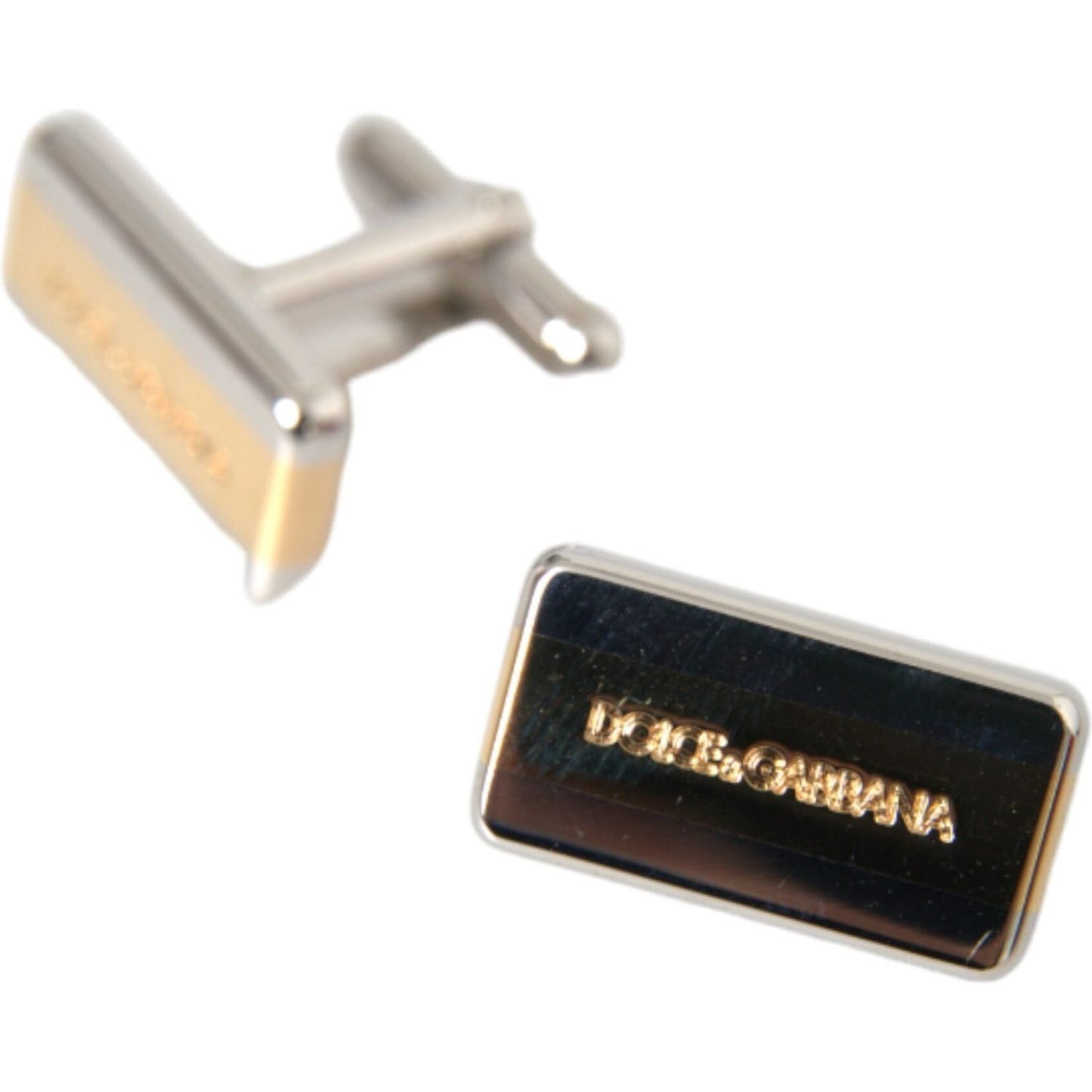 Dolce & Gabbana Silver Gold Plated Brass DG Logo Pin Cufflinks Cufflinks Dolce & Gabbana