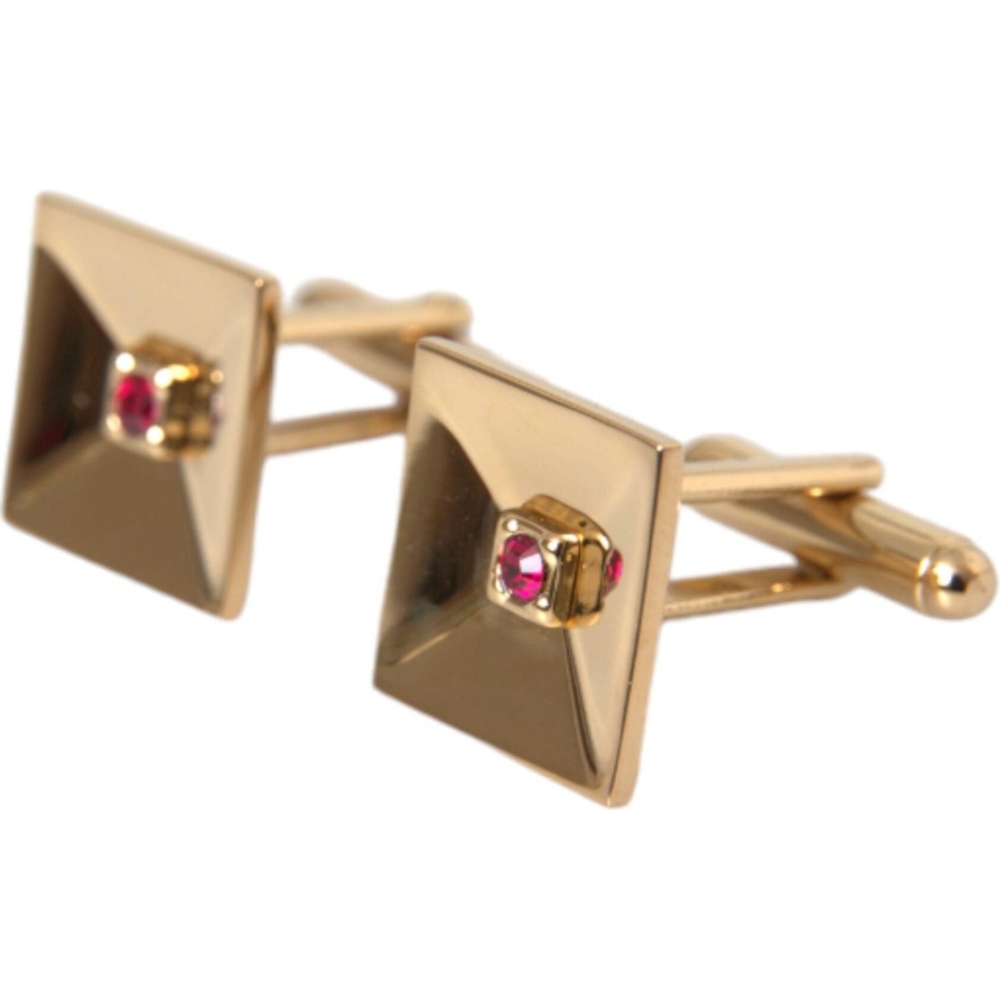 Dolce & Gabbana Gold Plated Brass Crystal Square Pin Cufflinks Cufflinks Dolce & Gabbana