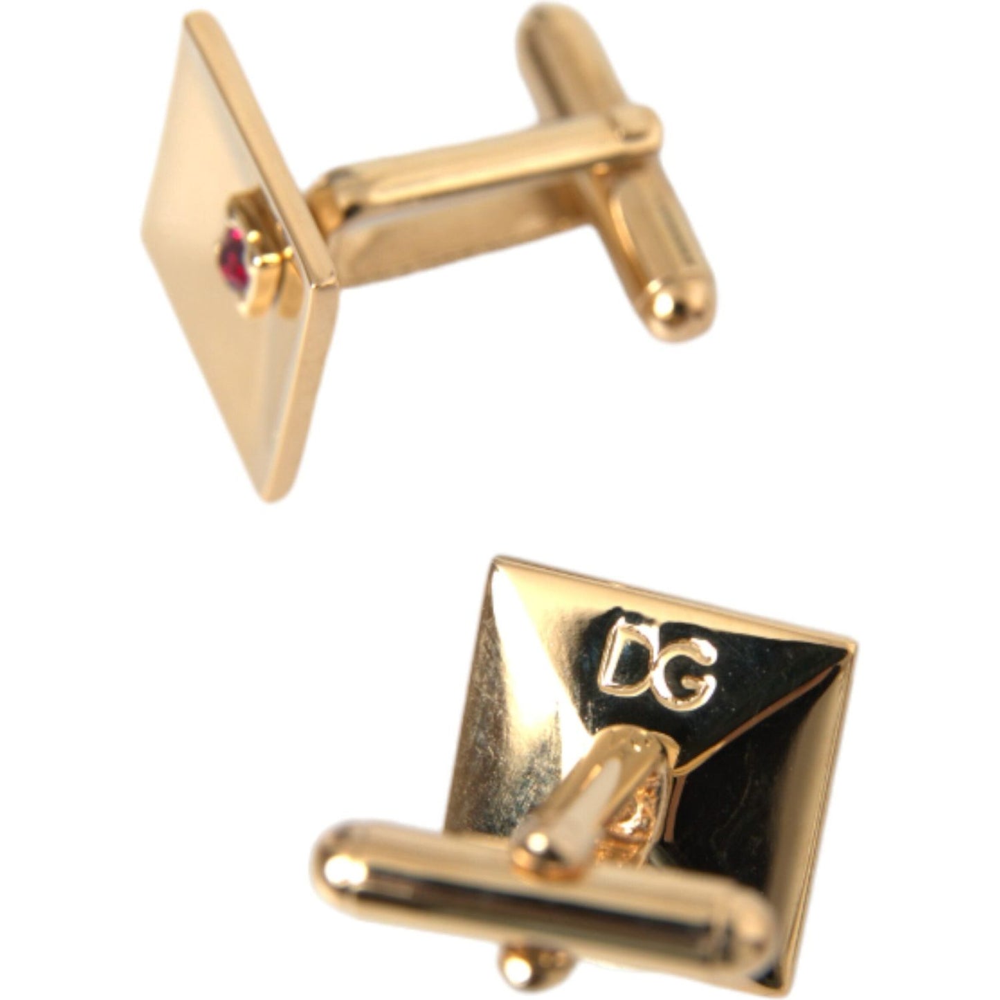 Dolce & Gabbana Gold Plated Brass Crystal Square Pin Cufflinks Cufflinks Dolce & Gabbana