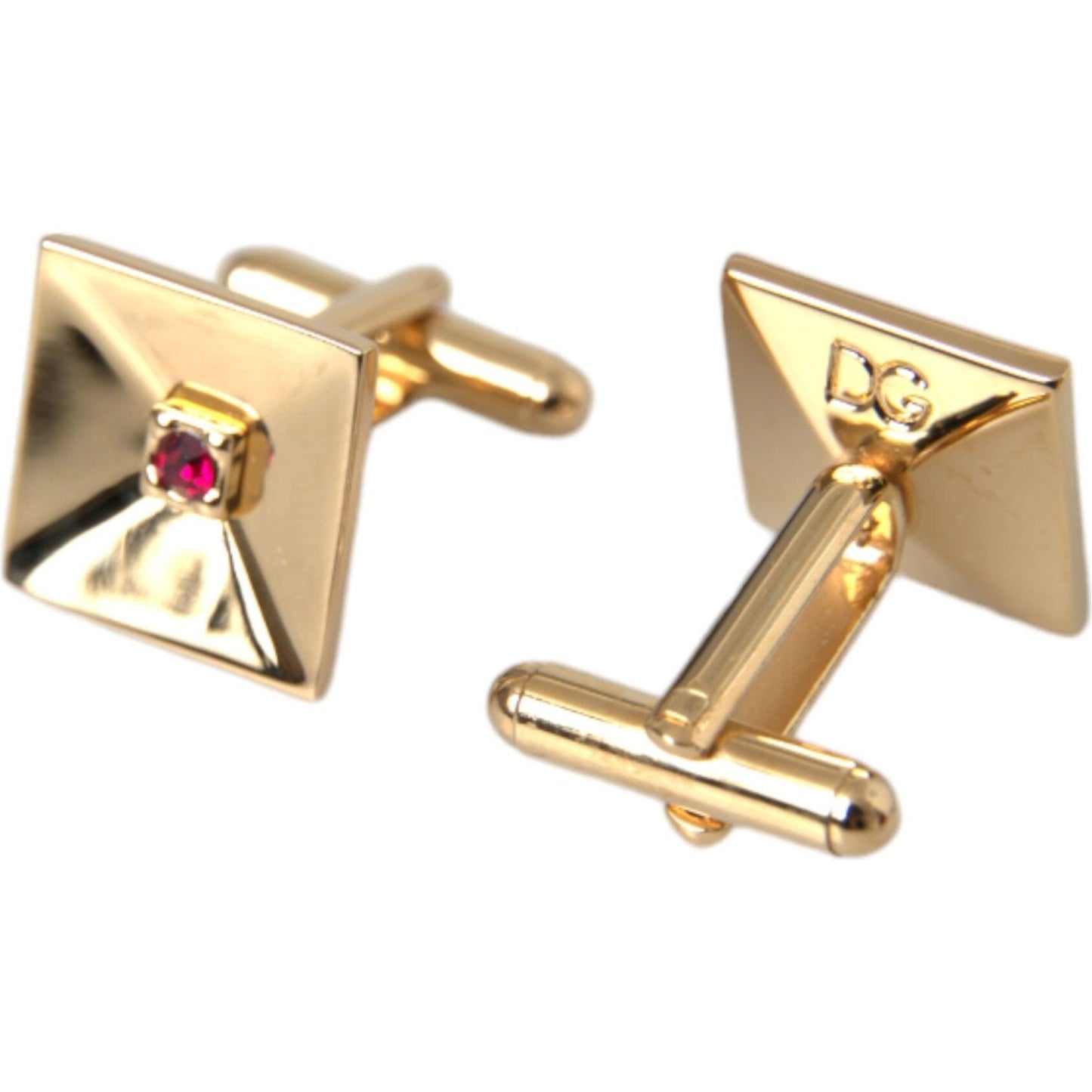 Dolce & Gabbana Gold Plated Brass Crystal Square Pin Cufflinks Cufflinks Dolce & Gabbana