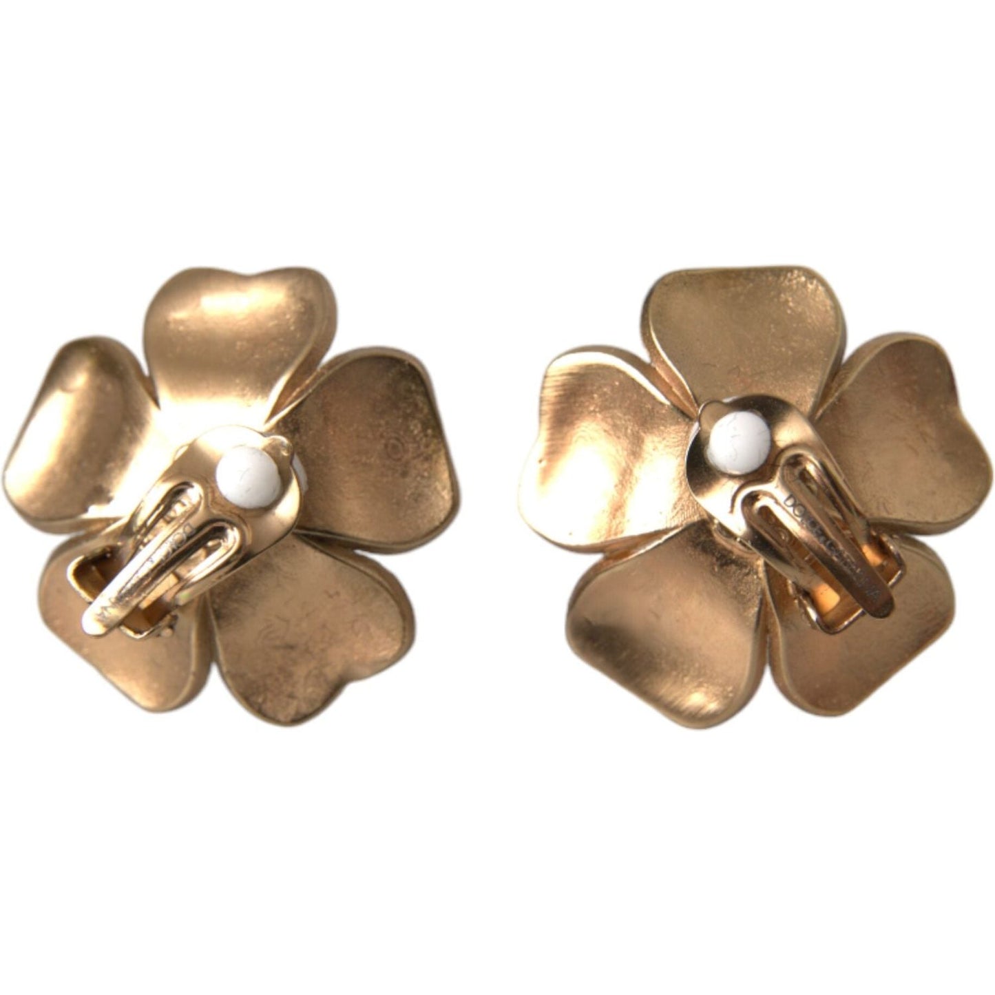 Dolce & Gabbana Gold Tone Maxi Faux Pearl Floral Clip-on Jewelry Earrings Earrings Dolce & Gabbana