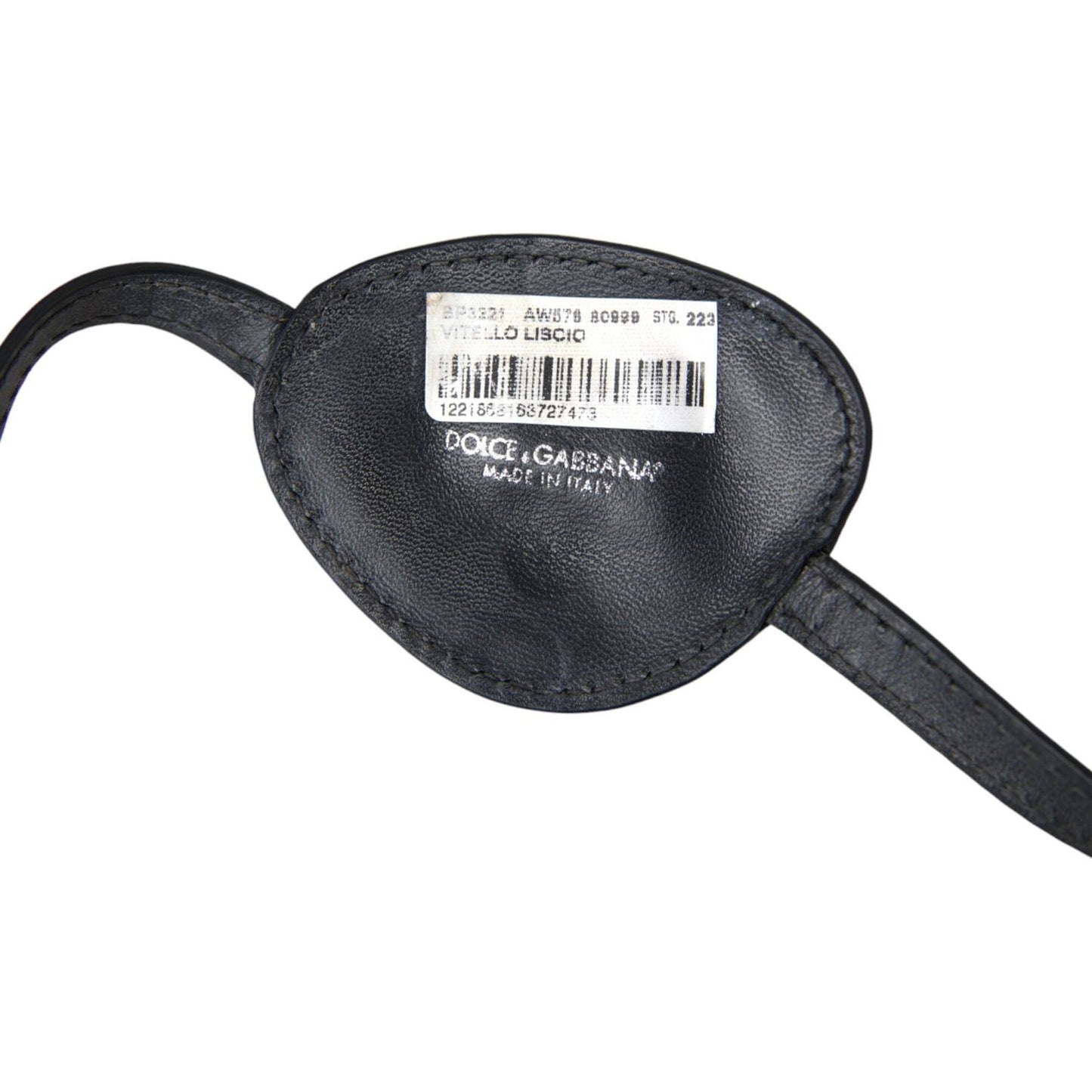 Dolce & Gabbana Black Calfskin Leather Metal DG Logo Eye Patch Dolce & Gabbana