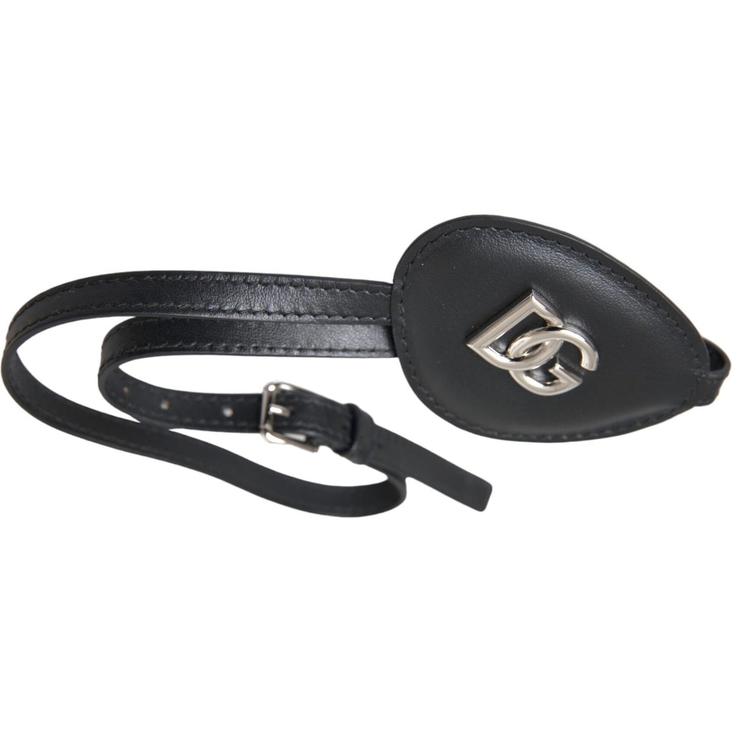 Dolce & Gabbana Black Calfskin Leather Metal DG Logo Eye Patch Dolce & Gabbana