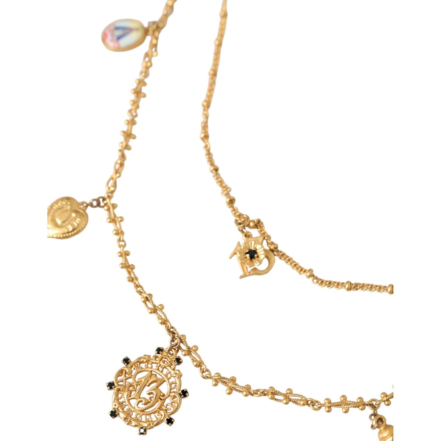 Dolce & Gabbana Gold Tone Chain Brass Charm Statement Sicily Necklace Necklace Dolce & Gabbana