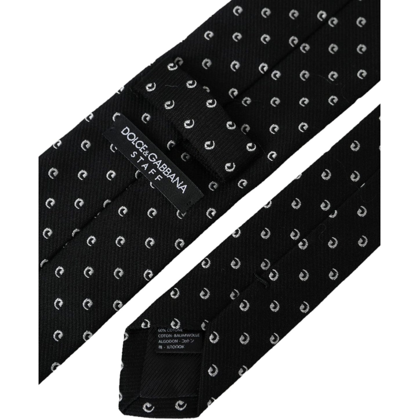 Dolce & Gabbana Black Logo Cotton Blend Adjustable Tie Dolce & Gabbana