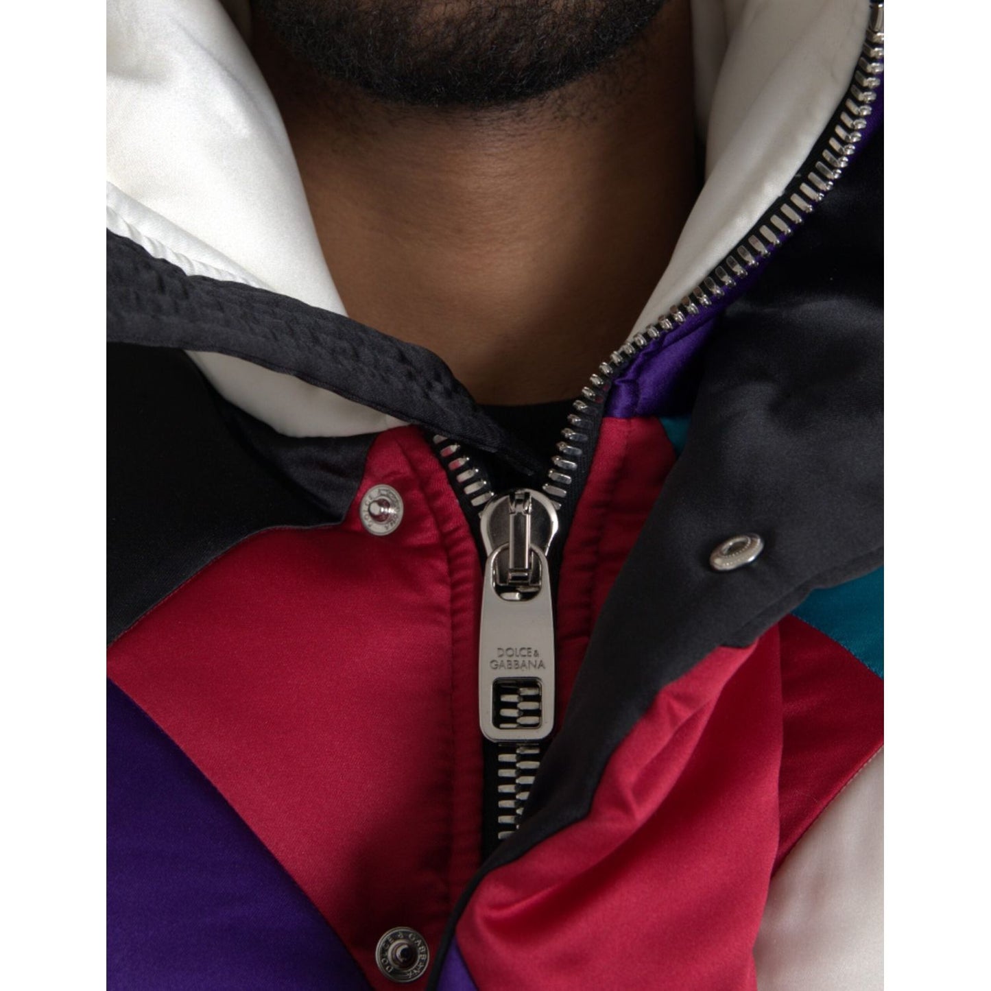 Dolce & Gabbana Multicolor Logo Windbreaker Puffer Jacket Dolce & Gabbana