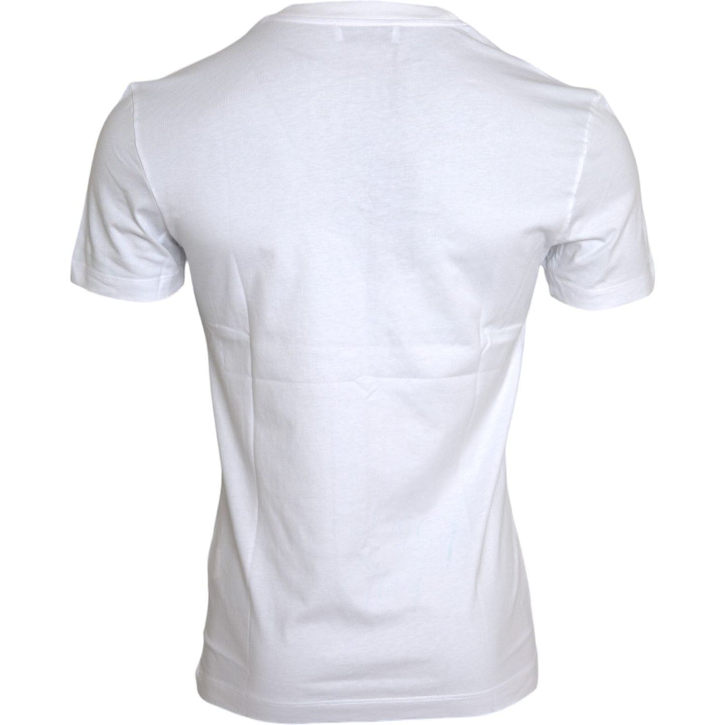 Dolce & Gabbana White Cotton DG Applique Men Casual T-shirt Dolce & Gabbana