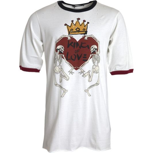 Dolce & Gabbana White King Of Love Cotton Men T-shirt Dolce & Gabbana