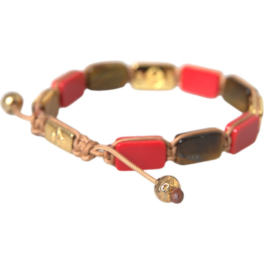 Nialaya CZ Tiger Eye Red Coral 925 Silver Men Bracelet Bracelet Nialaya