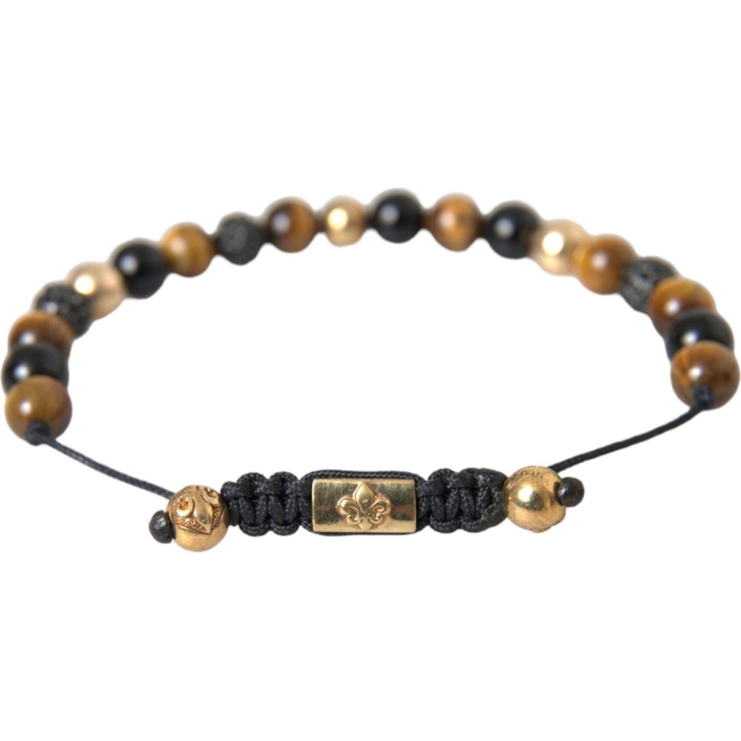 Nialaya CZ Ball Tiger Eye Stone Copper Beaded Men Bracelet Bracelet Nialaya