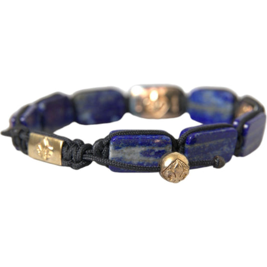 Nialaya Flat Bead Blue Lapis White CZ 925 Bracelet Mens Bracelet Nialaya