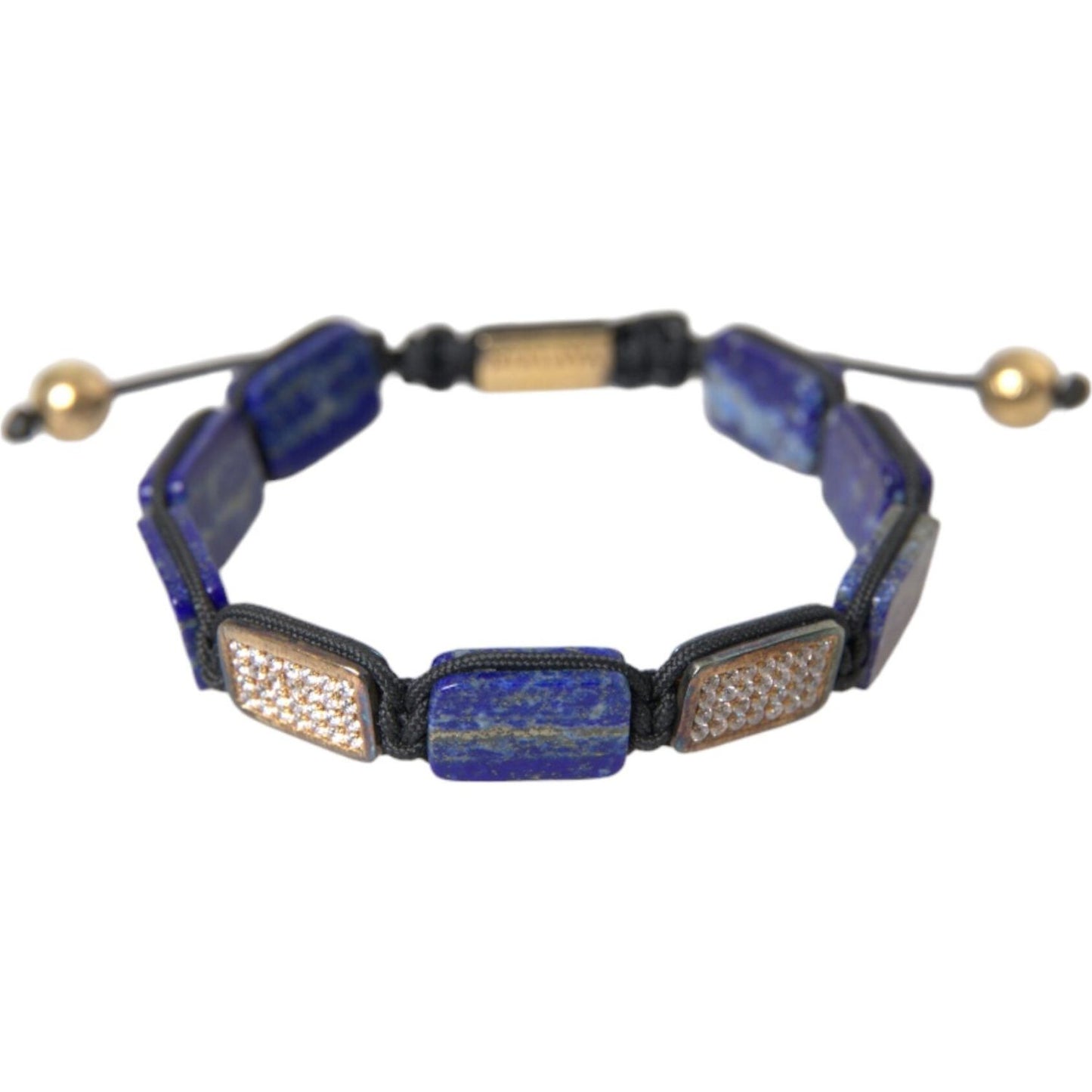 Nialaya Flat Bead Blue Lapis White CZ 925 Bracelet Mens Bracelet Nialaya