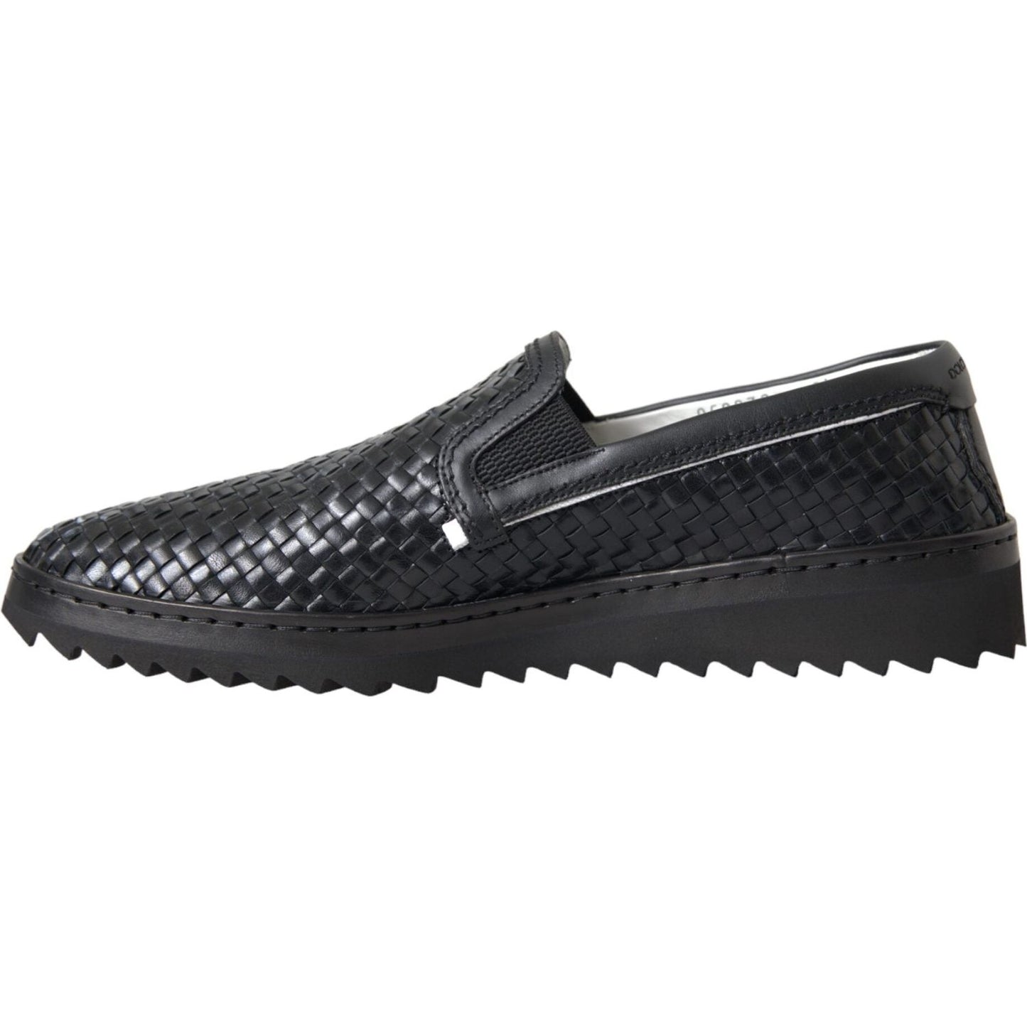 Dolce & Gabbana Black Woven Buffalo Leather Men Loafers Shoes Dolce & Gabbana