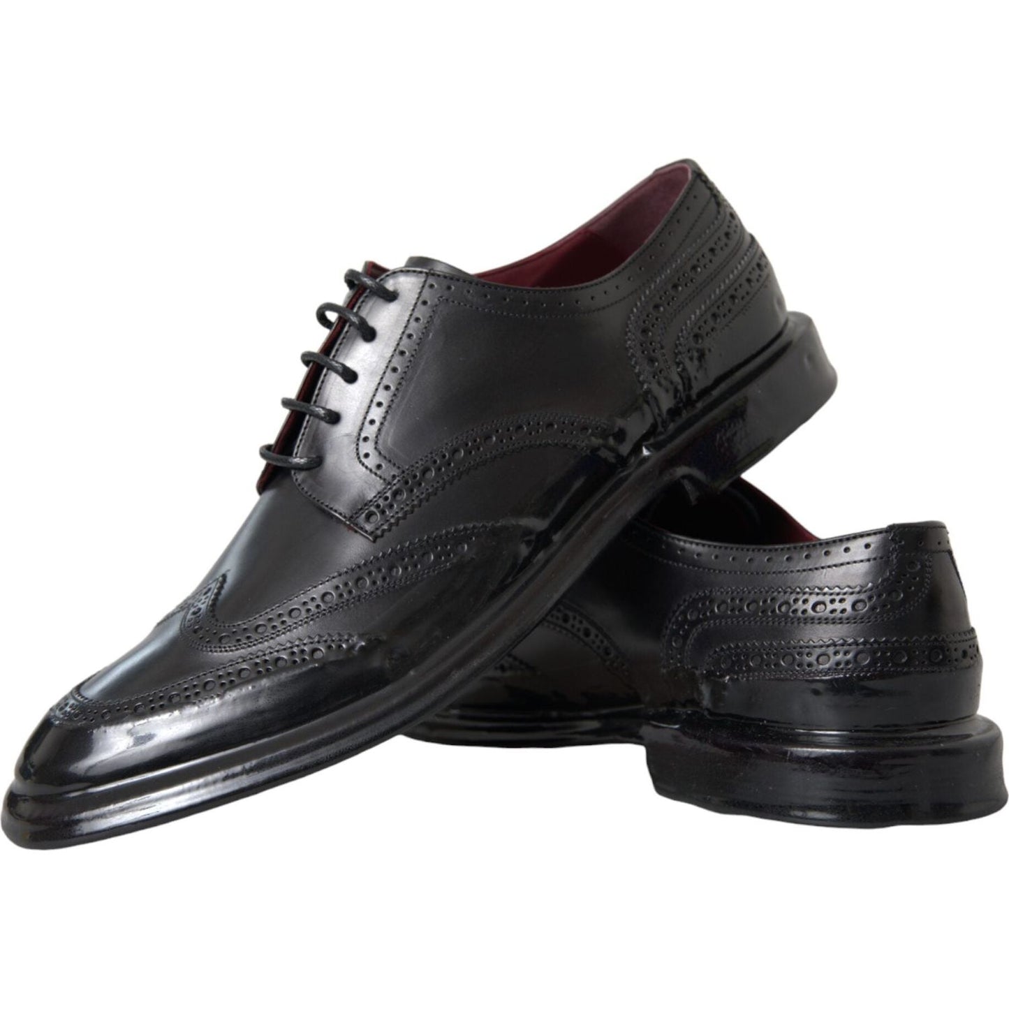 Dolce & Gabbana Black Leather Oxford Wingtip Formal Men Shoes Dolce & Gabbana