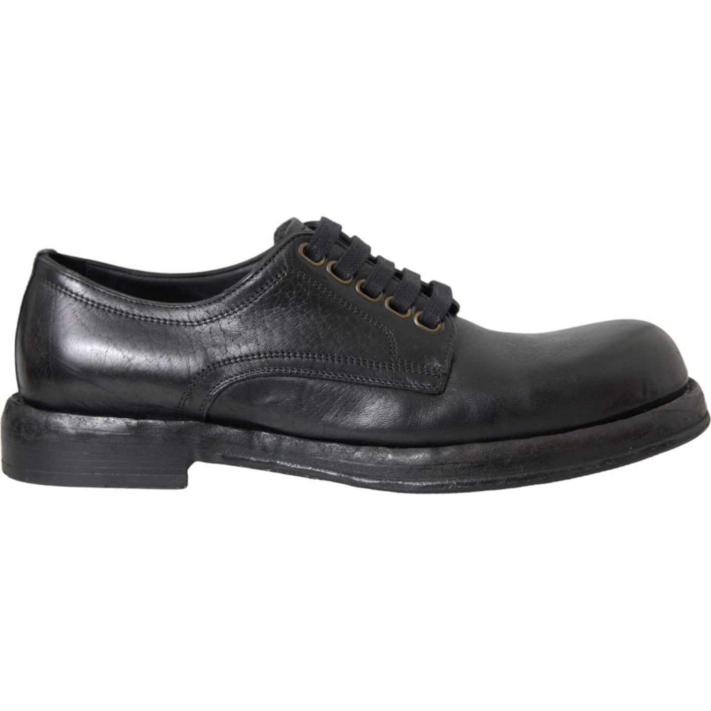 Dolce & Gabbana Black Horse Leather Derby Men Dress Shoes Dolce & Gabbana