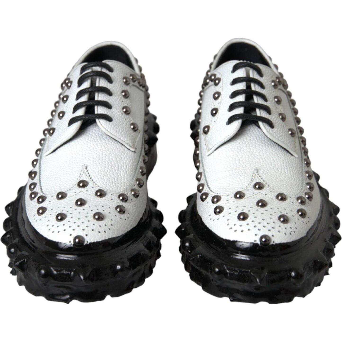 Dolce & Gabbana Black White Embellished Derby Formal Shoes Dolce & Gabbana