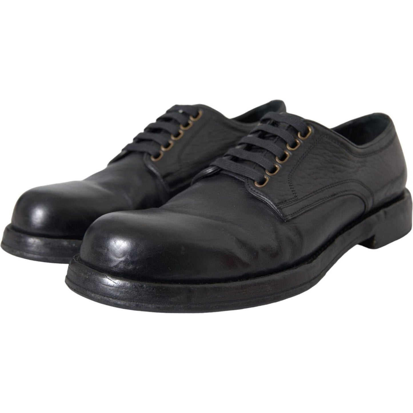 Dolce & Gabbana Black Horse Leather Derby Men Dress Shoes Dolce & Gabbana