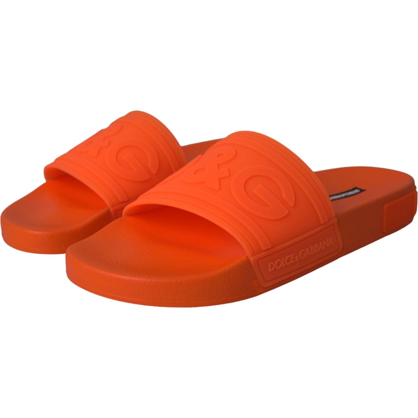 Dolce & Gabbana Orange Rubber Slides Sandals Beachwear Shoes Dolce & Gabbana