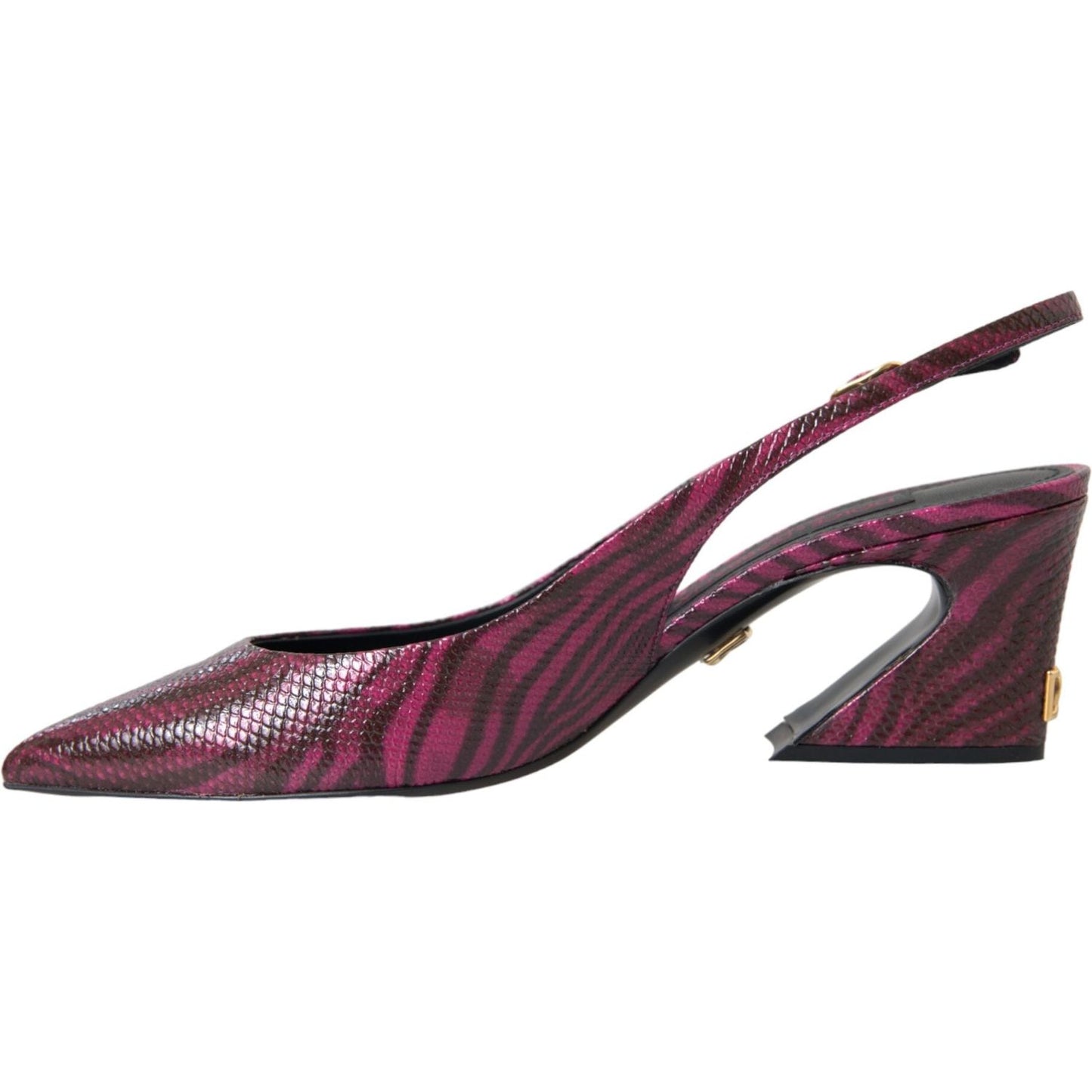 Dolce & Gabbana Maroon Zebra Leather Heels Slingbacks Shoes Dolce & Gabbana