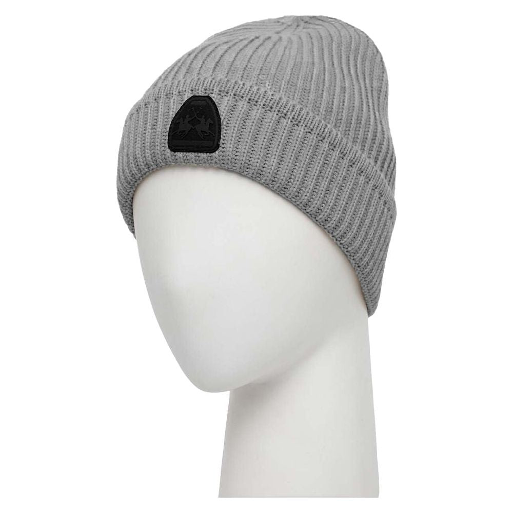 La Martina Gray Acrylic Men Beanie La Martina