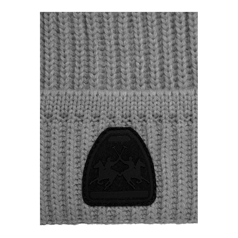 La Martina Gray Acrylic Men Beanie La Martina