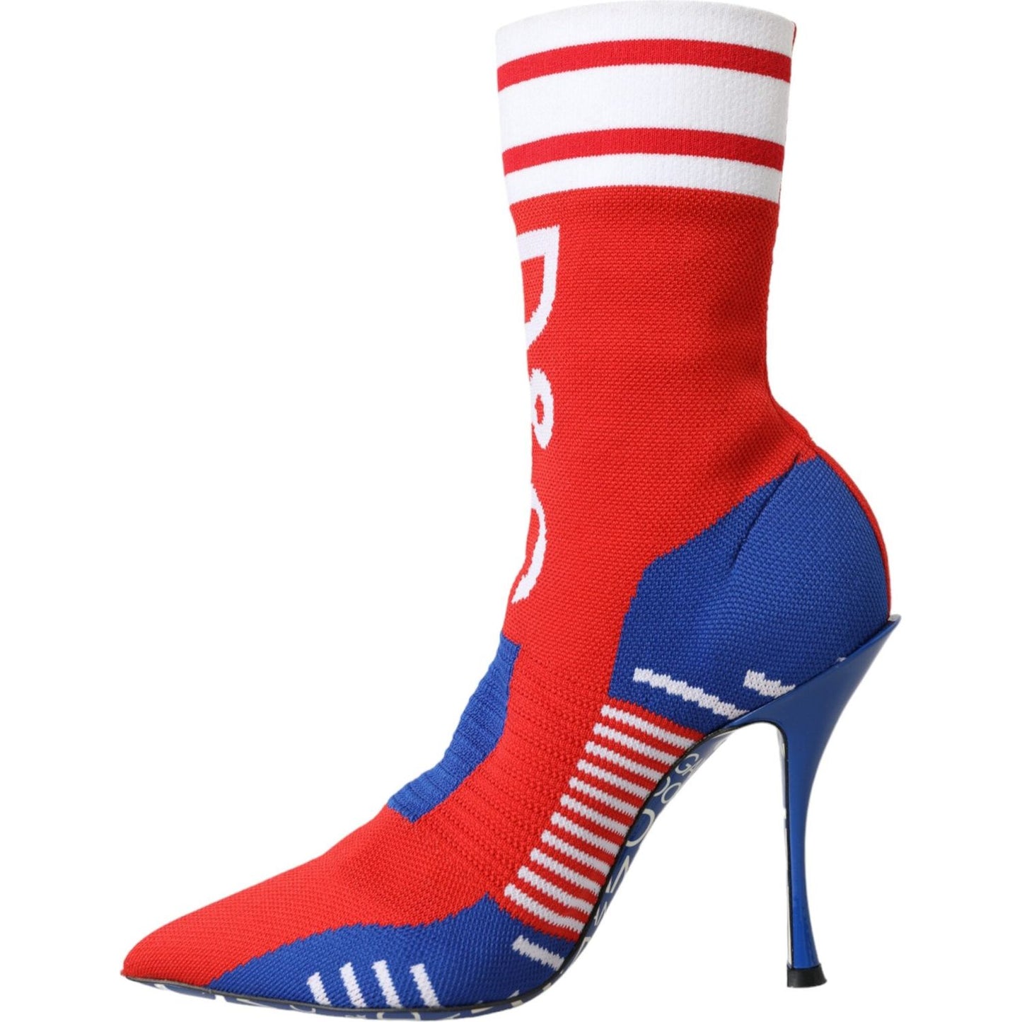 Dolce & Gabbana Red Blue Stretch Sock Style Ankle Boots Logo Shoes Dolce & Gabbana