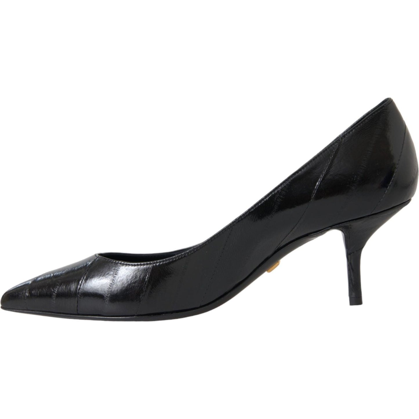 Dolce & Gabbana Black Eel Leather Kitten Heels Pumps Shoes Dolce & Gabbana